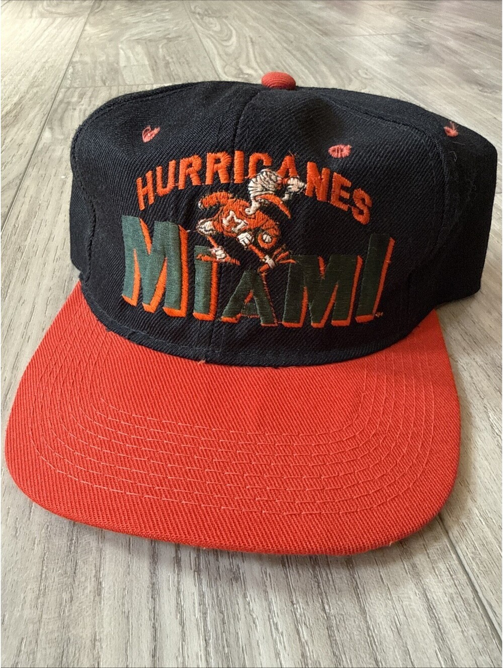 Vintage 90’s Miami Hurricanes Collegiate Black Orange Cardinal Cap Snapback Hat